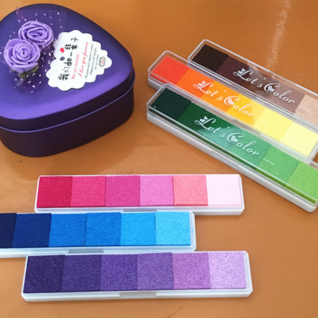 Candy Color Long Strip Gradient Color Inkpad Finger Painting Inkpad DIY Seal Accessories 6 Color Selection