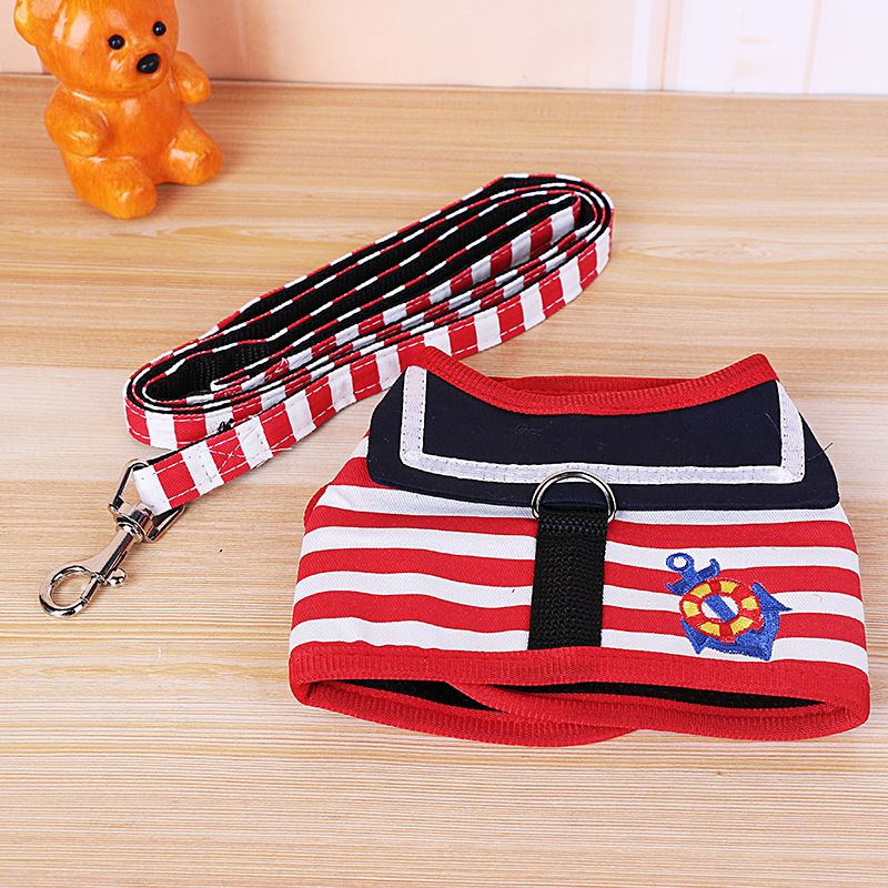 Pet supplies traction rope Navy wind chest strap dog chain two-use vest Teddy VIP chest strap wholesale