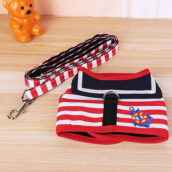Pet supplies traction rope Navy wind chest strap dog chain two-use vest Teddy VIP chest strap wholesale