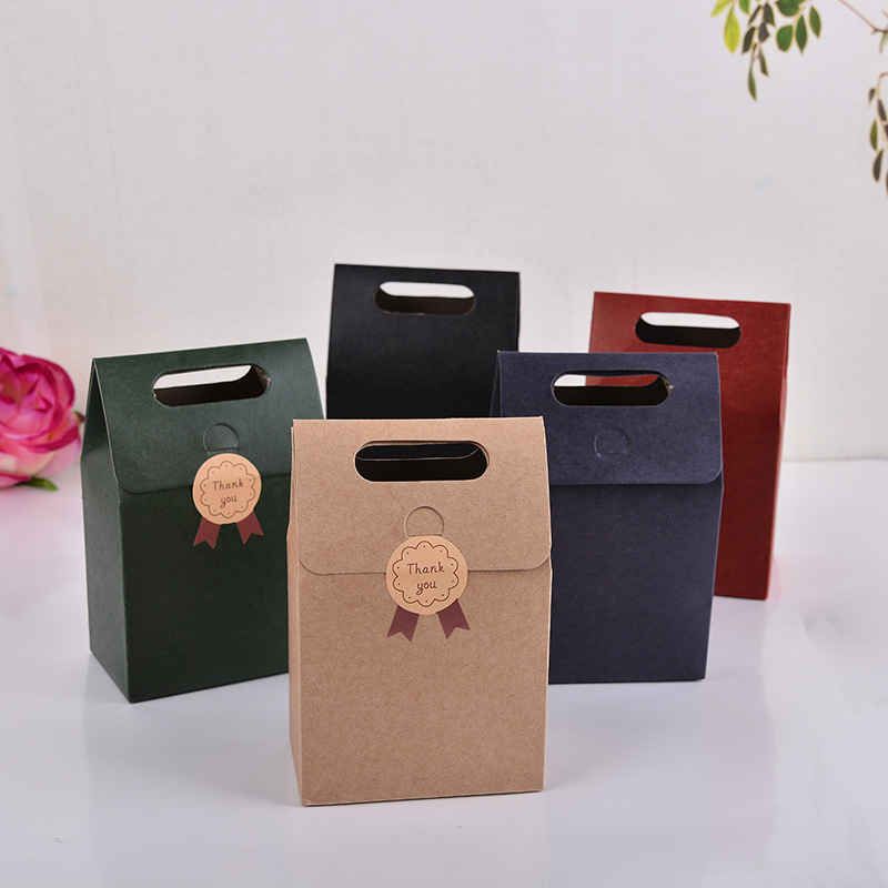 Supply Kraft Paper Monochrome Flip Packaging Paper Bag Multicolor Food Candy Cake Packaging Gift Box Tote Bag