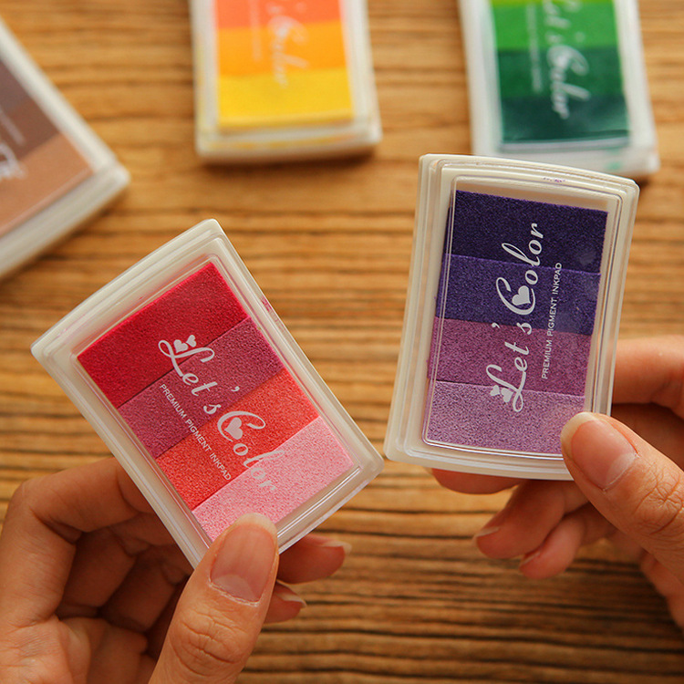 Seal companion cute gradient ink pad hand account DIY special 4-color gradient ink 6 colors optional