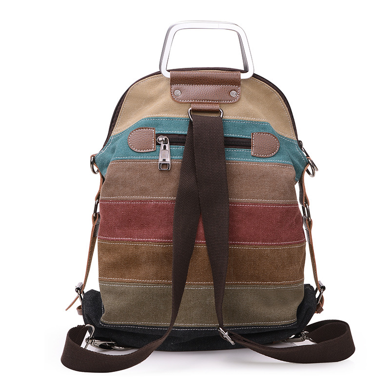 Contrast Color Foreign Trade Shoulder Crossbody Bag Korean Style Women's Canvas Shoulder Bag Large Capacity Portable Three-purpose Bag Multi-function Backpack