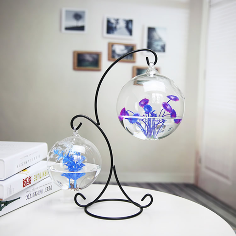 Hanging Transparent Bucket Fish Tank Desktop Small Aquarium Mini Gold Fish Tank Glass Creative Ecological Fish Tank