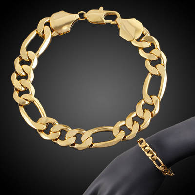 Cross-border e-commerce source Figaro bracelet 18K gold-plated chain men's and women's copper jewelry Yiwu Commodity Wholesale