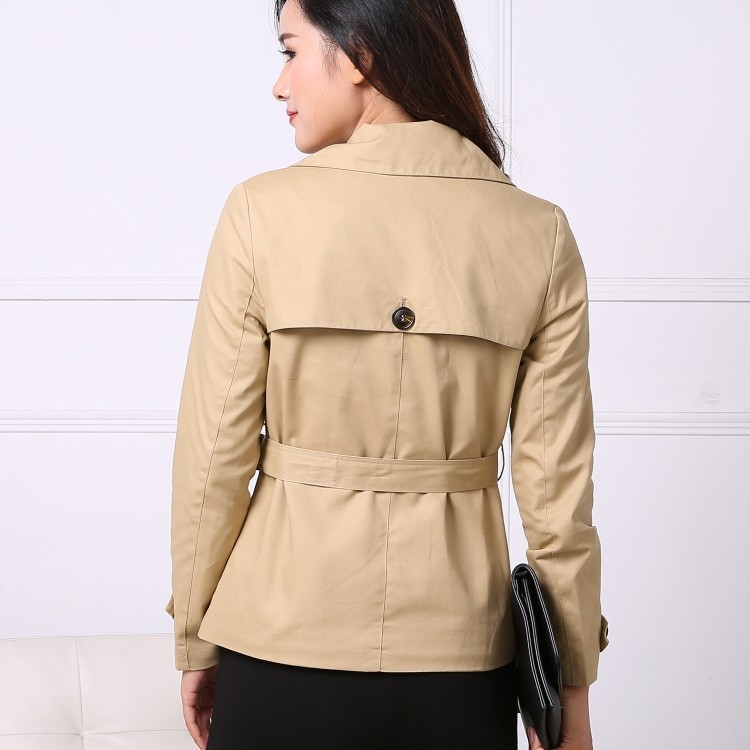 Women's top spring and autumn coat star cotton short trench coat