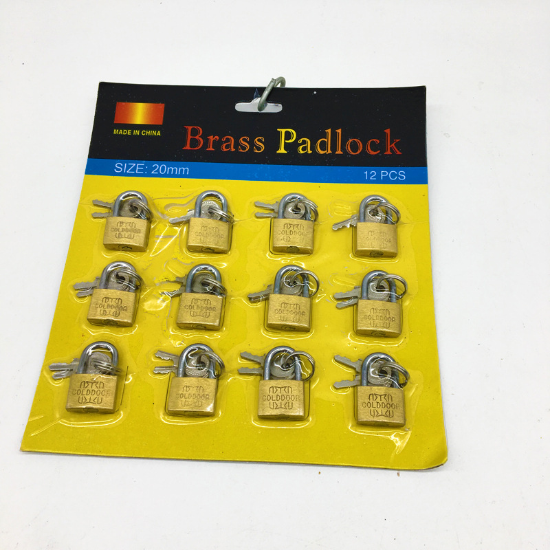 20mm thin copper lock straight open small padlock suction card dormitory lock pure copper core student bag password brass lock
