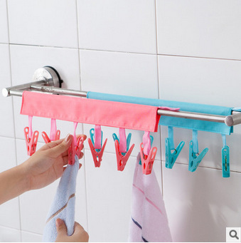 Portable travel fabric 6 clip clothes rack socks underwear windproof drying rack-large quantity negotiable