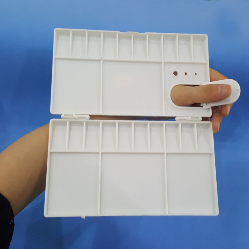 Factory direct gouache Chinese painting palette RD-25 square white palette plastic flip palette