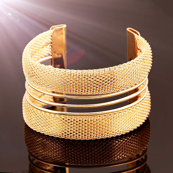 歐美新款手鐲鐵絲編制開口手環 夜店誇張手鐲COS亞馬遜bracelet