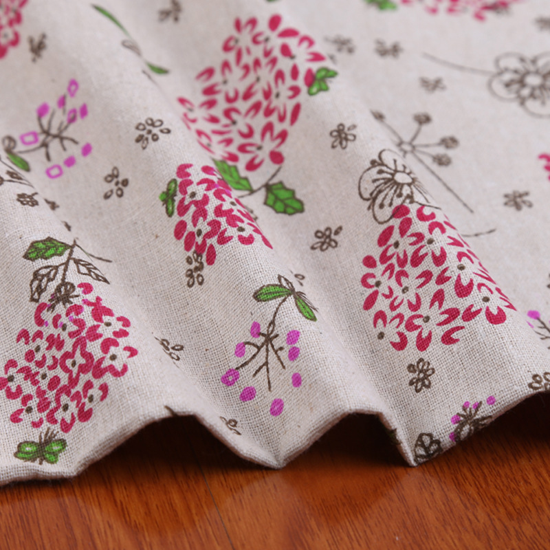 [Factory direct supply] fresh kapok printed cotton and linen blended fabric crafts clothing sofa linen fabric