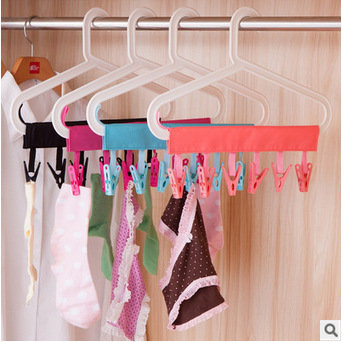 Portable travel fabric 6 clip clothes rack socks underwear windproof drying rack-large quantity negotiable