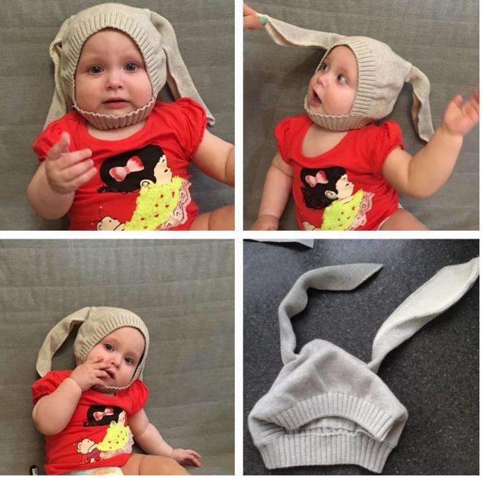 Children's Long Ear Rabbit Hat Boys and Girls Baby New Hats Baby Children's Long Ear Knitted Pullover Cap
