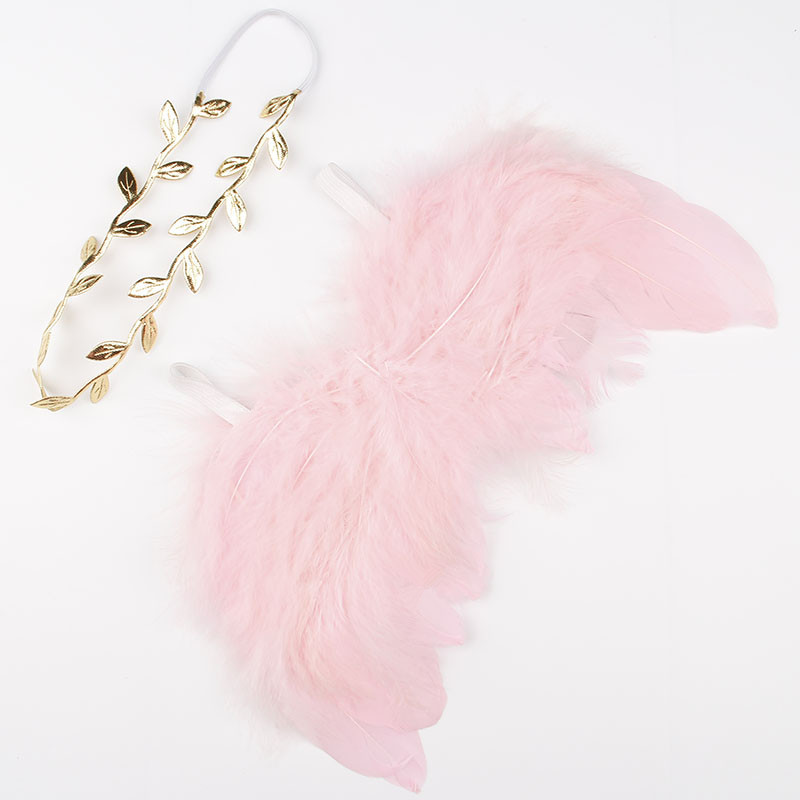 New European and American Leaf Flower Headband and Angel Feather Wings Baby Photo Props Baby Fashion Decoration