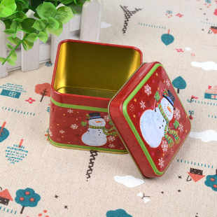 Christmas iron box small square box pattern gift packaging box tinplate box exquisite candy jar storage box