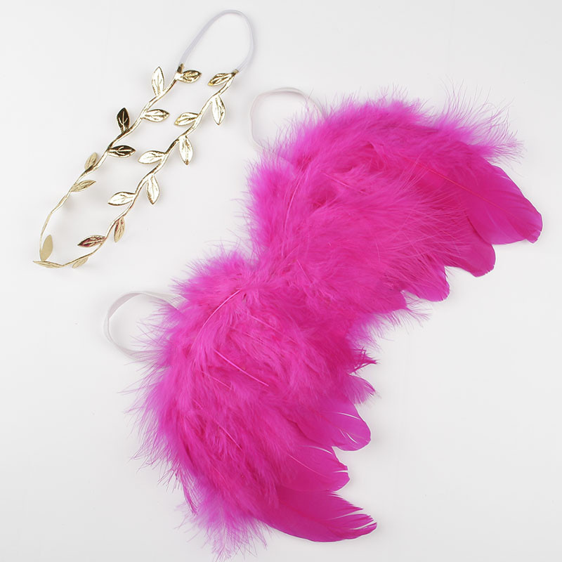 New European and American Leaf Flower Headband and Angel Feather Wings Baby Photo Props Baby Fashion Decoration