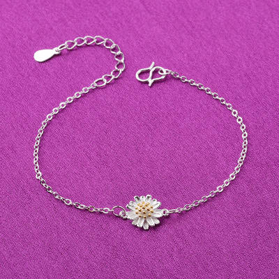 Summer Daisy Silver gold sunflower chrysanthemum clavicle women's bracelet fashionable fresh simple anklet