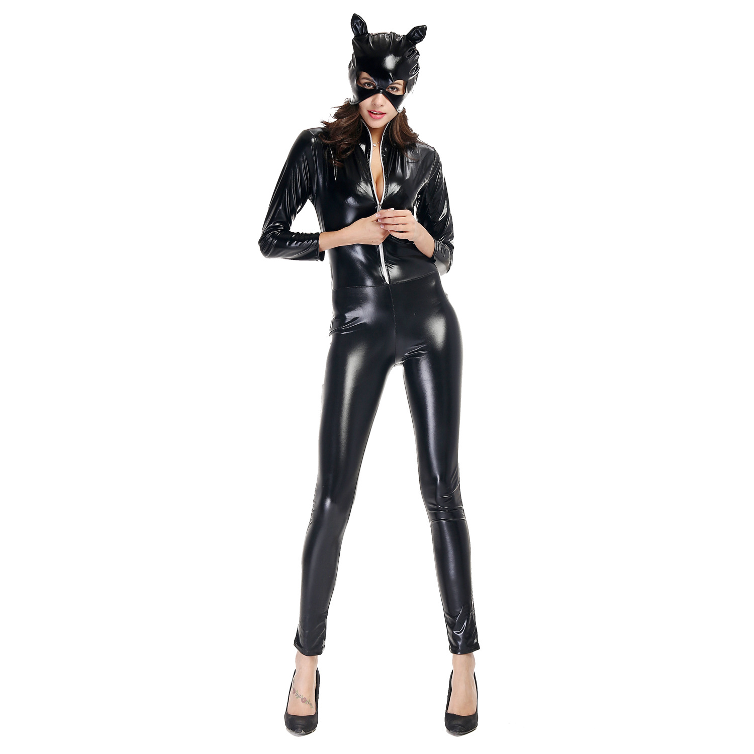Color Club ropa pintura cuero gato chica neutral motocicleta ropa de fiesta Halloween sexy traje