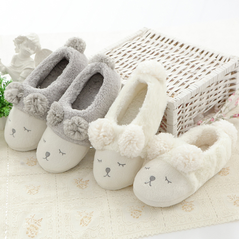 New Squinting Little Sheep Indoor Home Warm Shoes Silent Home Women's Slippers Floor Shoes Maternal Shoes
