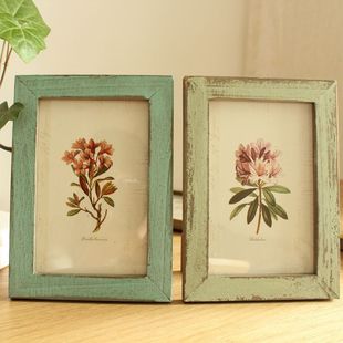 Zakka European style retro distressed 5 inch wooden solid wood photo frame creative studio photo solid wood photo frame wall
