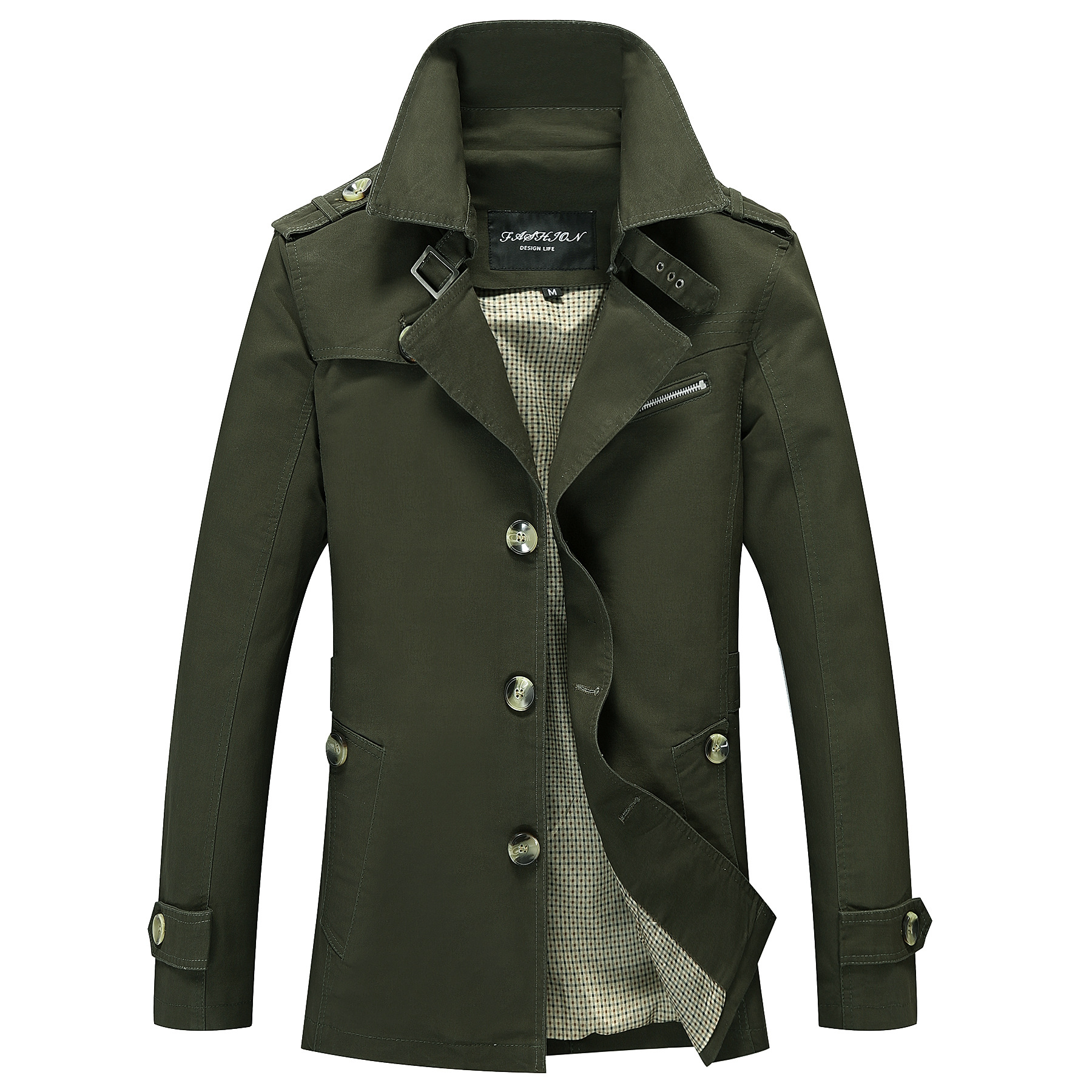 Autumn 2023 Men's Jacket Men's Thin Coat Large Size Business Casual Mid-length Cotton Washed Coat