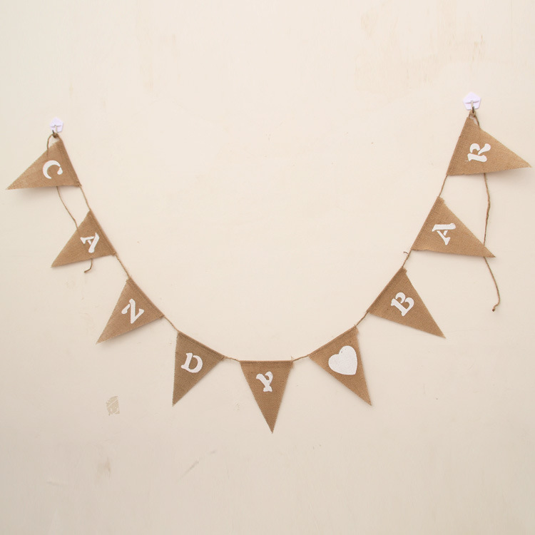 Christmas love linen triangle flag DIY creative party decoration pull flag CANDY BAR triangle flag