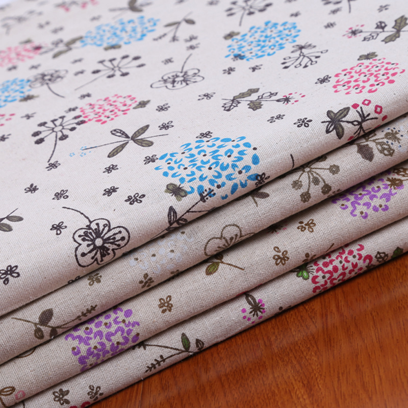 [Factory direct supply] fresh kapok printed cotton and linen blended fabric crafts clothing sofa linen fabric