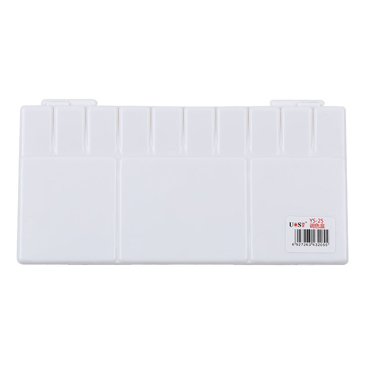 Factory direct gouache Chinese painting palette RD-25 square white palette plastic flip palette