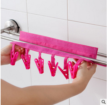 Portable travel fabric 6 clip clothes rack socks underwear windproof drying rack-large quantity negotiable