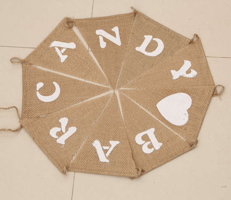 Christmas love linen triangle flag DIY creative party decoration pull flag CANDY BAR triangle flag