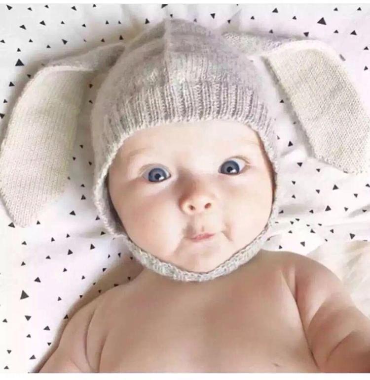 Children's Long Ear Rabbit Hat Boys and Girls Baby New Hats Baby Children's Long Ear Knitted Pullover Cap