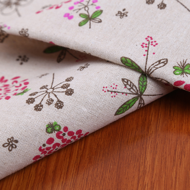 [Factory direct supply] fresh kapok printed cotton and linen blended fabric crafts clothing sofa linen fabric