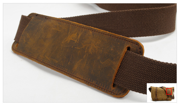 Vintage Canvas Shoulder Bag Casual Crossbody Men's Bag Wax Waterproof Canvas Computer Bag with Crazy Horse Leather Postman Bag_voghion.com