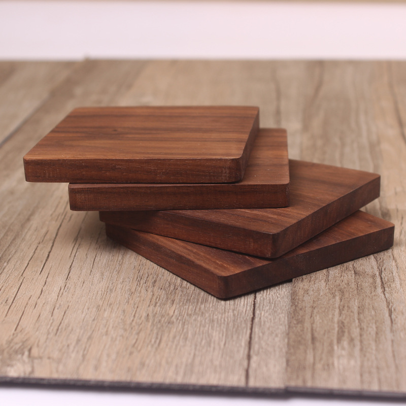 Wooden Coaster Black Walnut Square Coaster Wooden Insulation Pad Solid Wood Coaster Engraved Logo