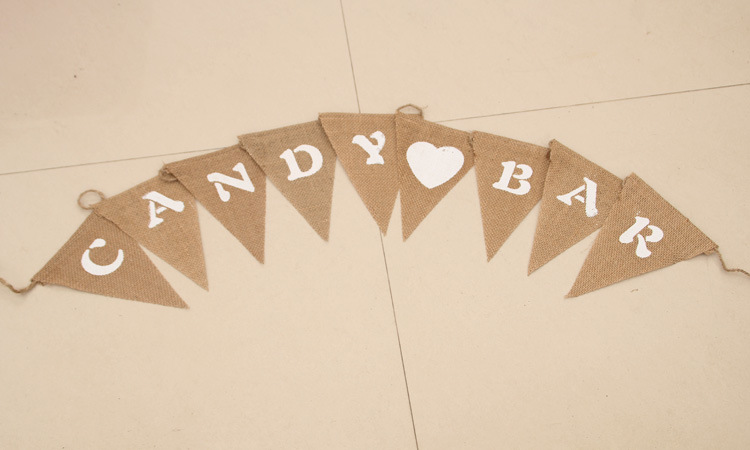 Christmas love linen triangle flag DIY creative party decoration pull flag CANDY BAR triangle flag
