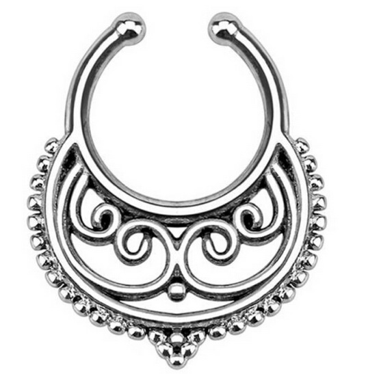 Manufacturers European and American diamond nose ring titanium steel nose ring stainless steel nose ring false nose ring C Rod nose nail puncture