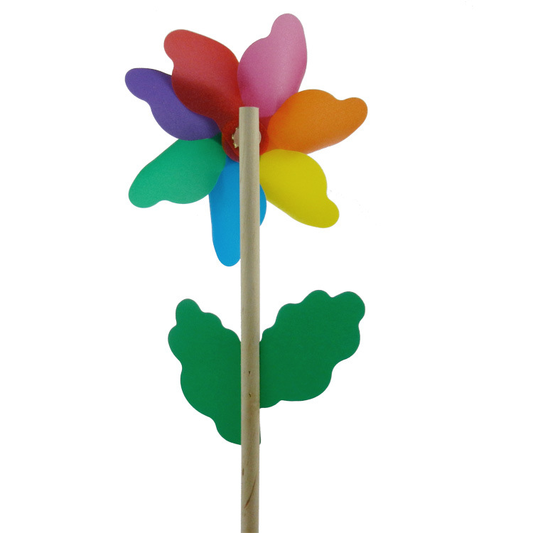Cross-border Hot Hand-held Rotating Wedding Arrangement Photography Props 12CM Dot Striped Colorful Wooden Windmill Optional