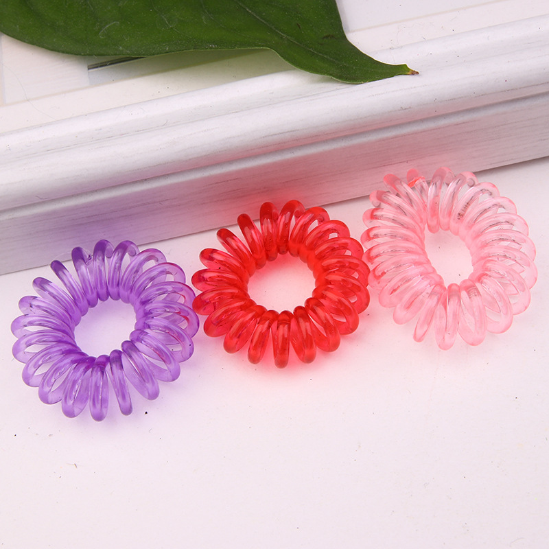 Small transparent telephone line hair rope hair ring color rubber band headdress Yiwu jewelry headdress stall foreign trade Wholesale