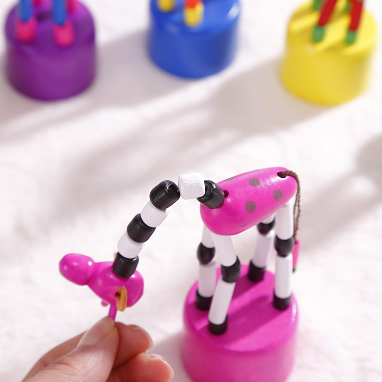 Creative Swing Animal Wooden Giraffe Cartoon Children's Toy Children's Educational Barrel Stall Hot Selling Dolls