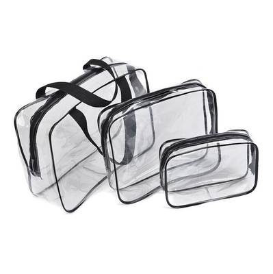 Waterproof pvc Cosmetic Bag Multi-functional Storage Bag Storage Bag Transparent Environmental Protection pvc Three-piece Women's Toiletry Bag