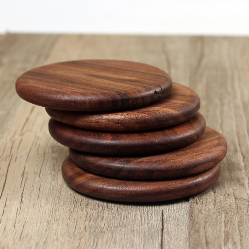 Wooden Coaster Black Walnut Square Coaster Wooden Insulation Pad Solid Wood Coaster Engraved Logo