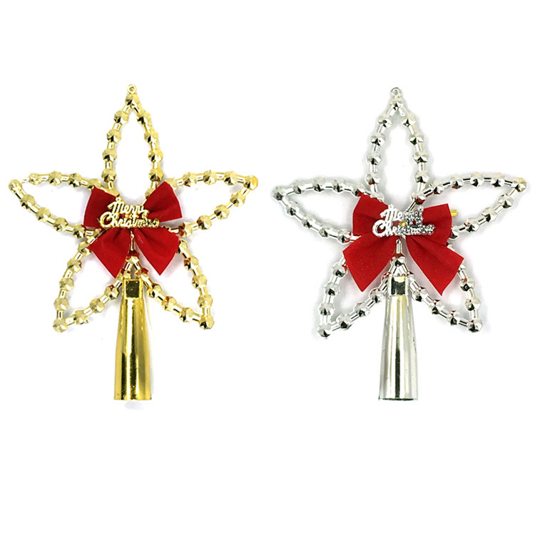 Christmas tree top star tree star five-pointed star Christmas decorations Christmas gifts with bow tie plate