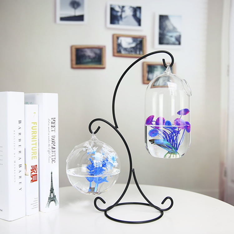 Hanging Transparent Bucket Fish Tank Desktop Small Aquarium Mini Gold Fish Tank Glass Creative Ecological Fish Tank