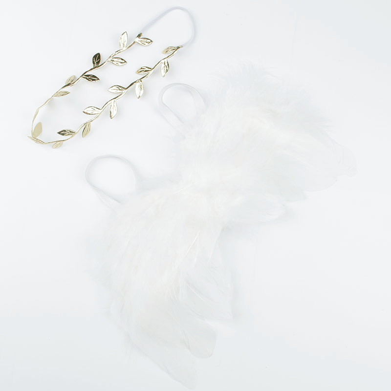 New European and American Leaf Flower Headband and Angel Feather Wings Baby Photo Props Baby Fashion Decoration