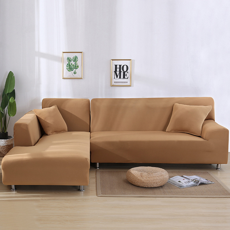 Cross-border L-shaped solid color sofa cover set full package princess type sofa cover solid color four seasons model sofa cover foreign trade