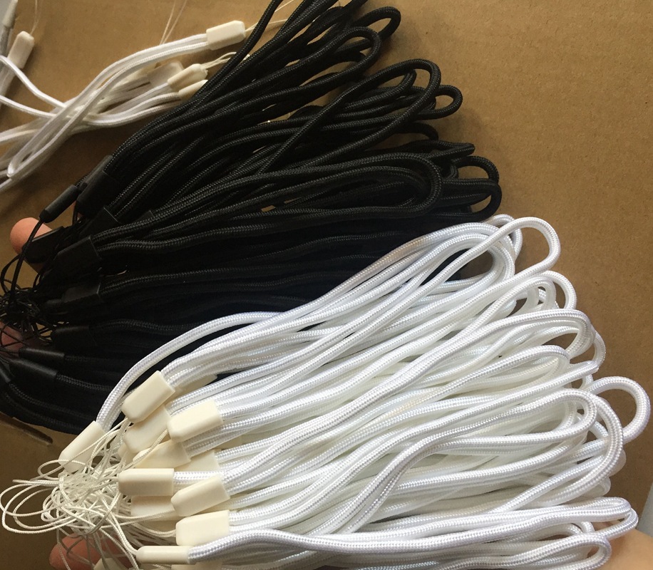 White short lanyard intercom lanyard black short round rope silver gray wrist rope pendant small instrument lanyard