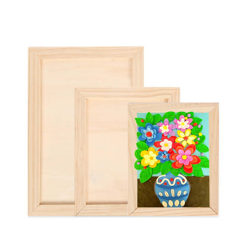 Blank Wooden Picture Frame Wooden Kindergarten Wall Wall Decoration Children's Painting Display Frame diy Handmade Photo Frame