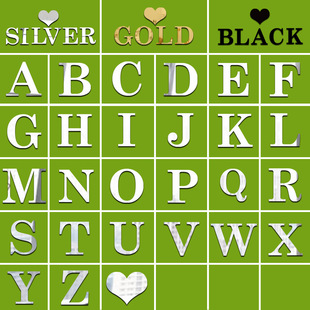 Capital 26 letters English alphanumeric acrylic mirror stickers free combination wall stickers do not support return