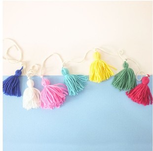 Korean-style decorative flag with rainbow tassels