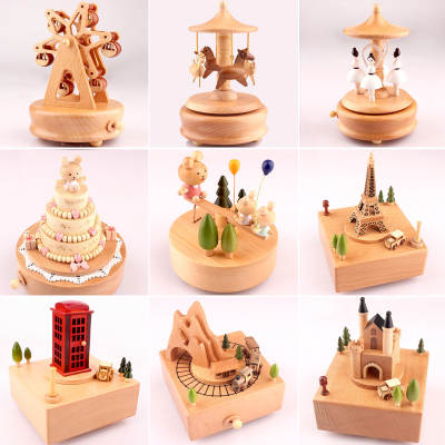 Music Box wooden music box home creative solid wood carousel crafts Valentine's Day gift wholesale ornaments