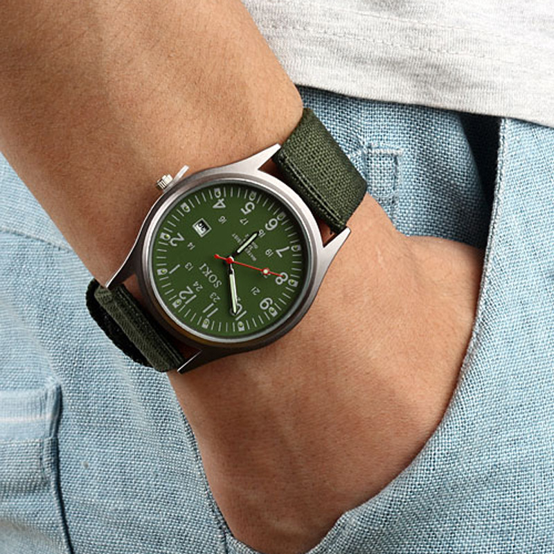 SOKI Canvas Clothing Men's Watch Sports Leisure Fashion Gift Calendar Men's Watch Student Men's Watch